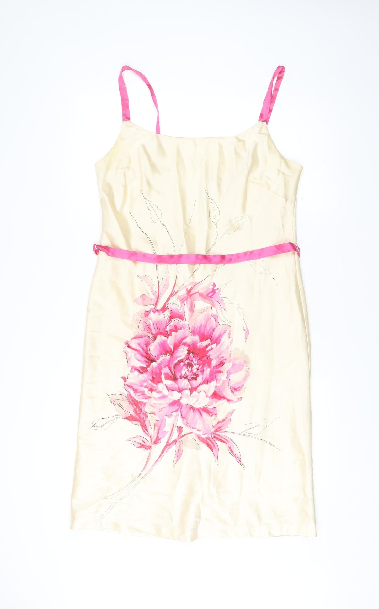 Coast Women’s Ivory Floral Silk Cotton Slip Dress Size 14