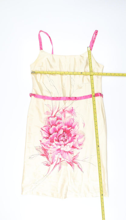 Coast Women’s Ivory Floral Silk Cotton Slip Dress Size 14