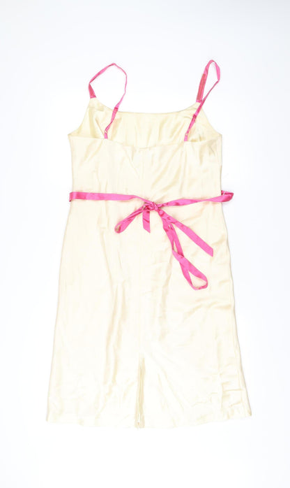 Coast Women’s Ivory Floral Silk Cotton Slip Dress Size 14