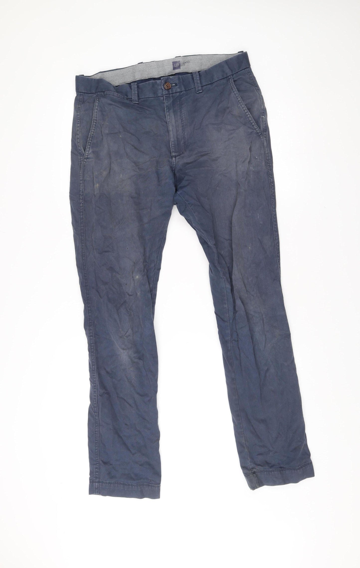Gap Men’s Blue Slim Fit Chino Trousers Size 32x32 Cotton Blend