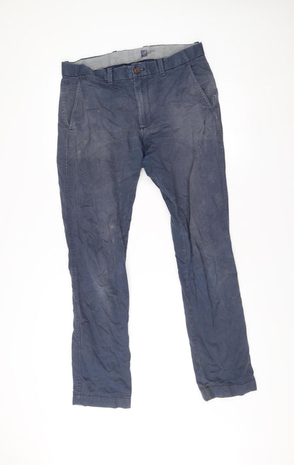 Gap Men’s Blue Slim Fit Chino Trousers Size 32x32 Cotton Blend