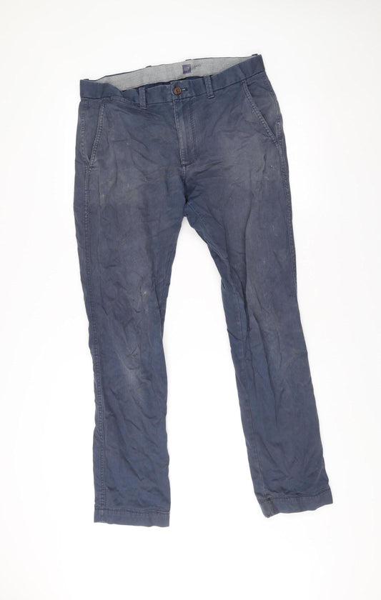 Gap Men’s Blue Slim Fit Chino Trousers Size 32x32 Cotton Blend