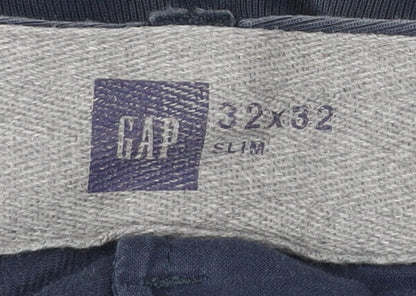 Gap Men’s Blue Slim Fit Chino Trousers Size 32x32 Cotton Blend