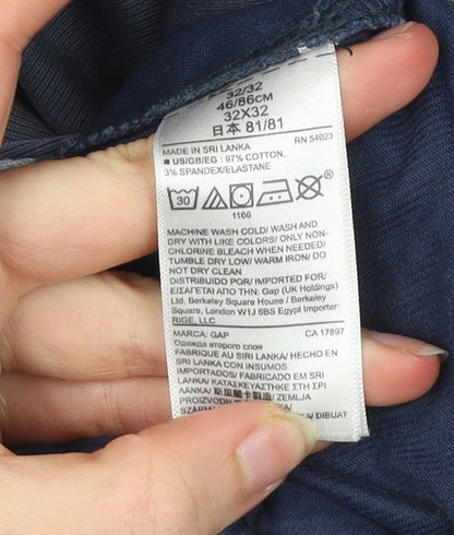 Gap Men’s Blue Slim Fit Chino Trousers Size 32x32 Cotton Blend