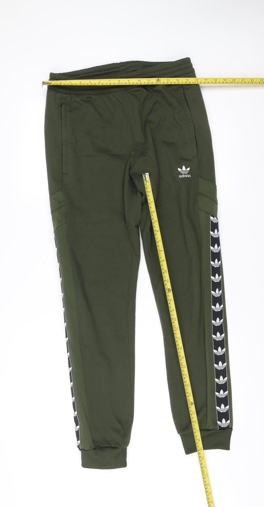 Adidas Men’s Green Jogger Track Pants M Regular Fit Tapered Fleece