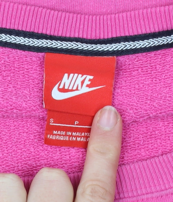 Nike Women’s Pink Small Logo Pullover Sweatshirt Long Sleeve
