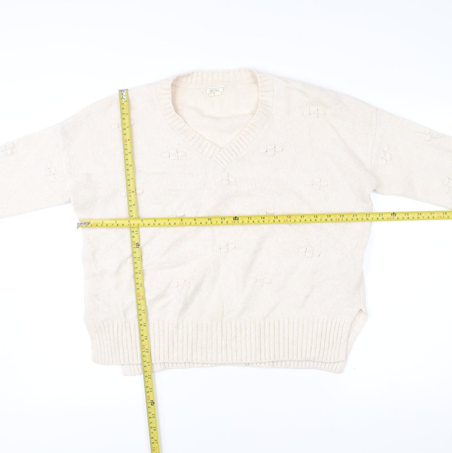 Womens UK Size 12 Fat Face Beige Pullover Jumper