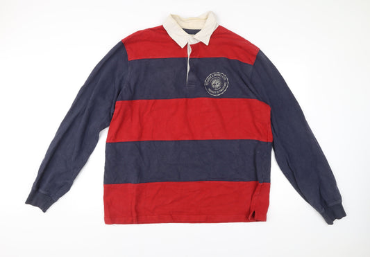 Timberland Men’s Multicoloured XL Rugby Stripe Collared Pullover Sweatshirt