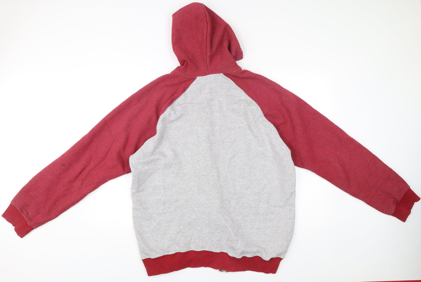 Vans Mens 2XL Grey Red Full Zip Hoodie Hooded Sweatshirt