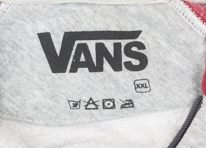 Vans Mens 2XL Grey Red Full Zip Hoodie Hooded Sweatshirt