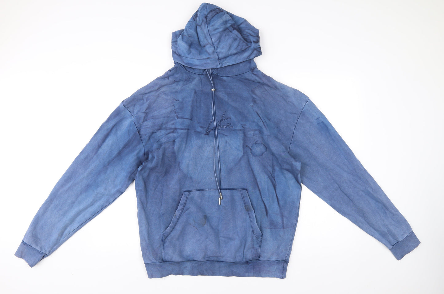 The Couture Club Mens Blue Hoodie Pullover Regular Fit Size M