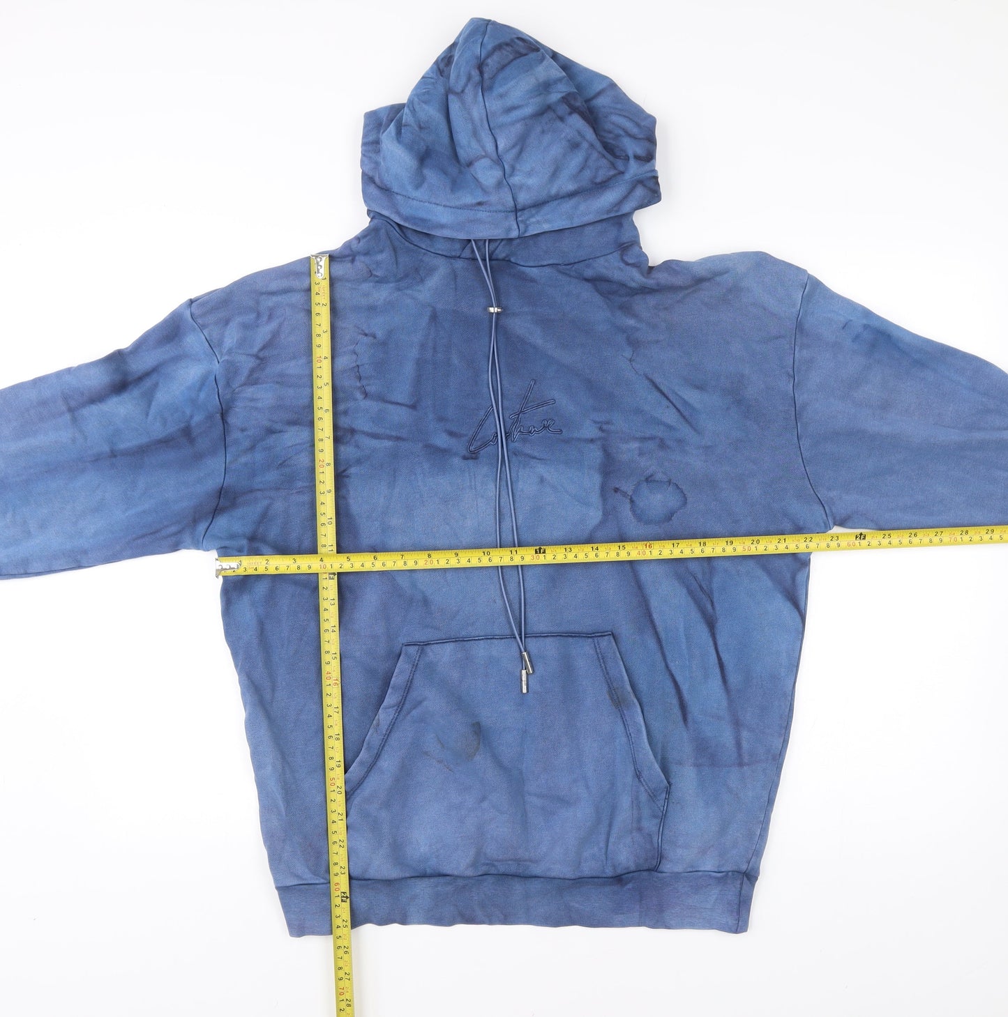 The Couture Club Mens Blue Hoodie Pullover Regular Fit Size M