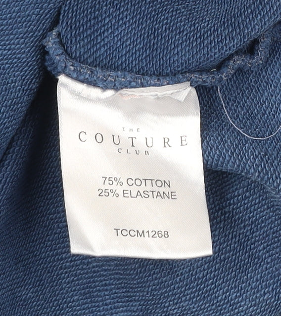 The Couture Club Mens Blue Hoodie Pullover Regular Fit Size M