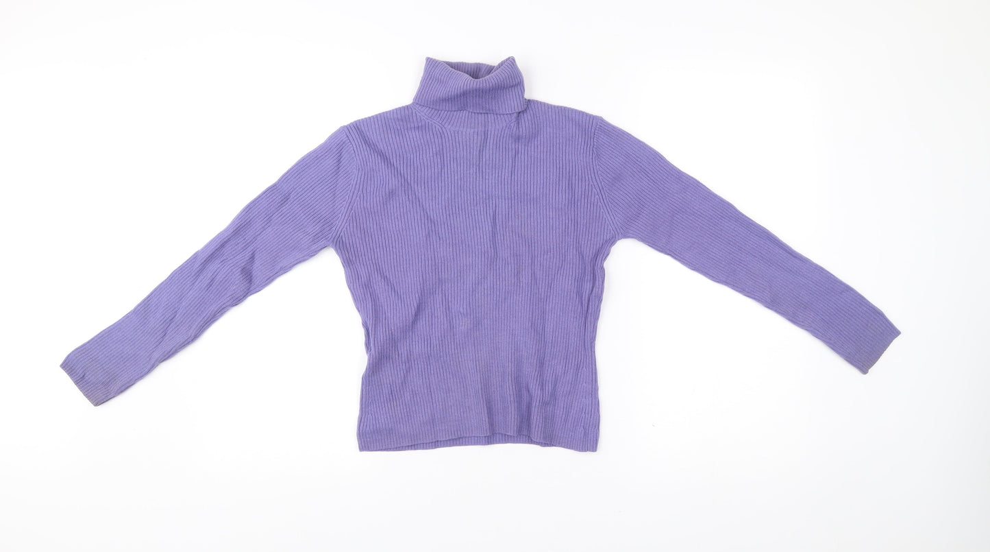 Laura Ashley Womens Purple Wool Roll Neck Jumper Small Petite