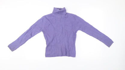 Laura Ashley Womens Purple Wool Roll Neck Jumper Small Petite
