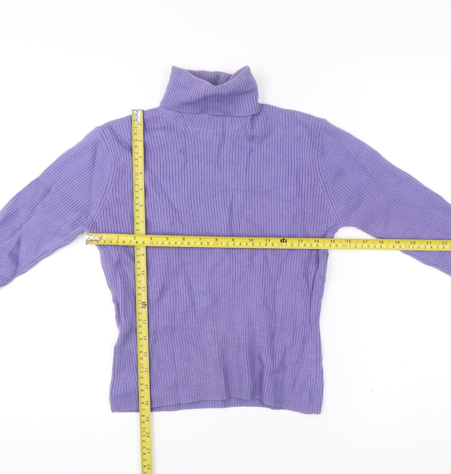 Laura Ashley Womens Purple Wool Roll Neck Jumper Small Petite