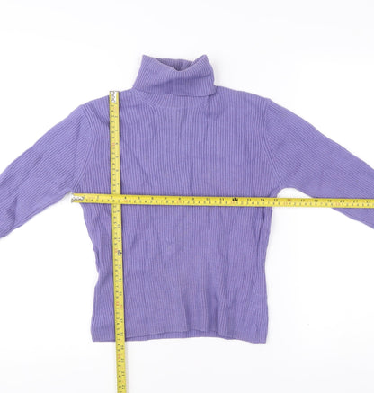 Laura Ashley Womens Purple Wool Roll Neck Jumper Small Petite