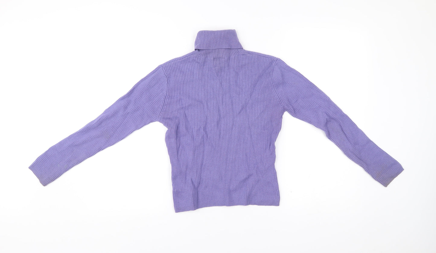 Laura Ashley Womens Purple Wool Roll Neck Jumper Small Petite