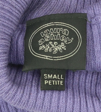 Laura Ashley Womens Purple Wool Roll Neck Jumper Small Petite