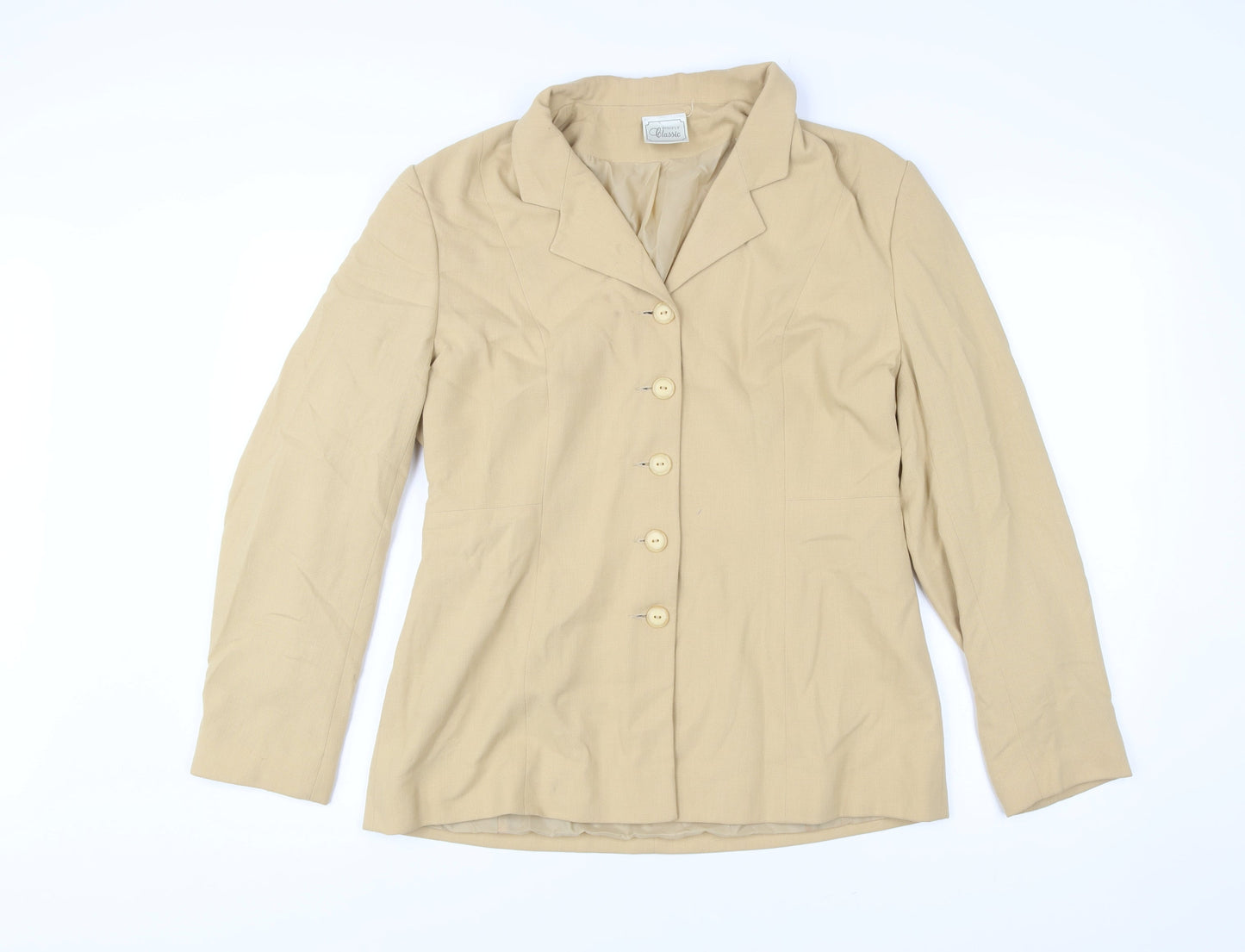 Simply Classic Womens Beige Size 14 Single-Breasted Suit Jacket