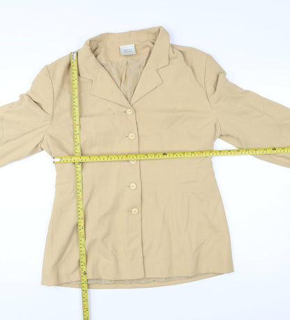 Simply Classic Womens Beige Size 14 Single-Breasted Suit Jacket