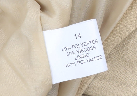 Simply Classic Womens Beige Size 14 Single-Breasted Suit Jacket