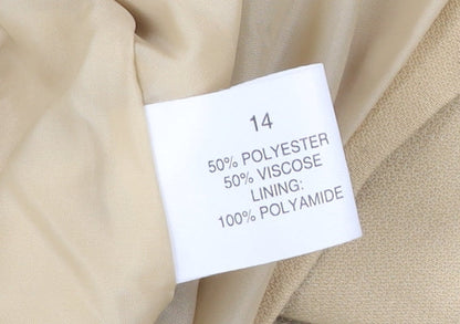 Simply Classic Womens Beige Size 14 Single-Breasted Suit Jacket