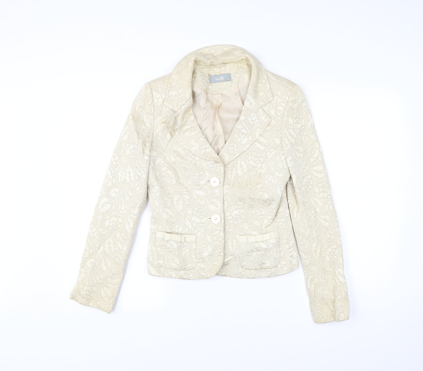 Wallis Women’s Ivory Floral Jacquard Blazer Jacket Size 10