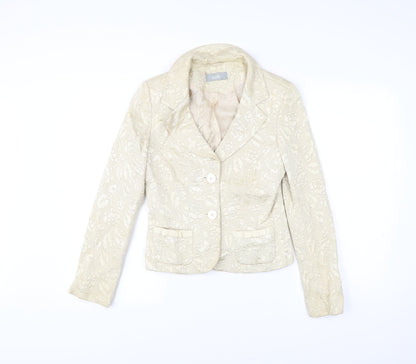 Wallis Women’s Ivory Floral Jacquard Blazer Jacket Size 10