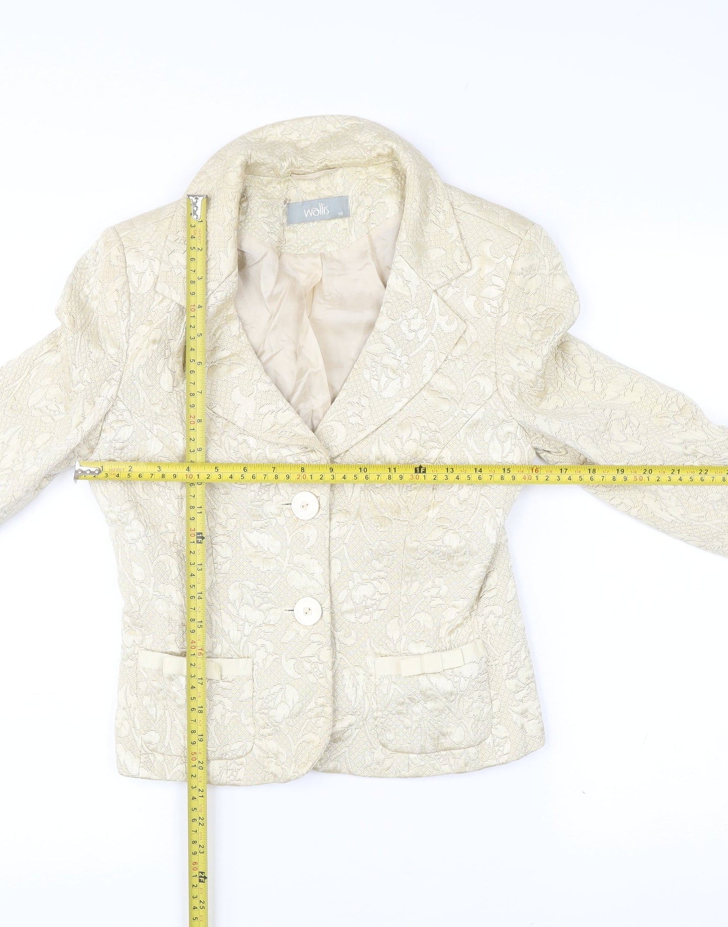 Wallis Women’s Ivory Floral Jacquard Blazer Jacket Size 10
