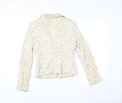 Wallis Women’s Ivory Floral Jacquard Blazer Jacket Size 10
