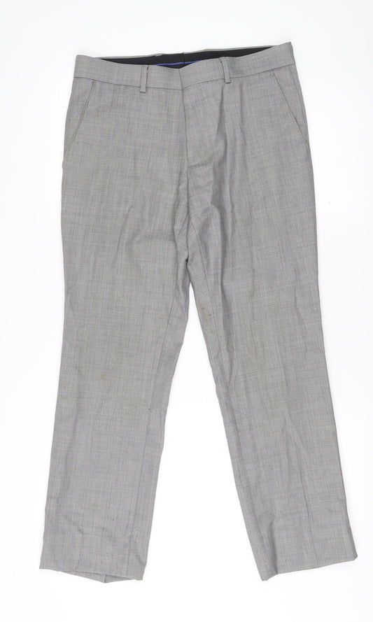 Mens UK Size 32 Topman Regular Grey Suit Tuxedo