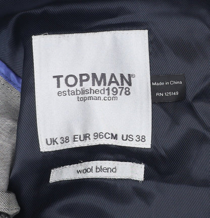 Mens UK Size 38 Topman Regular Grey Suit Jacket