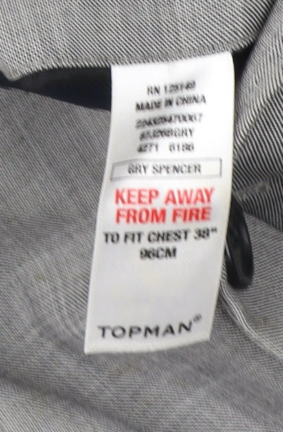 Mens UK Size 38 Topman Regular Grey Suit Jacket