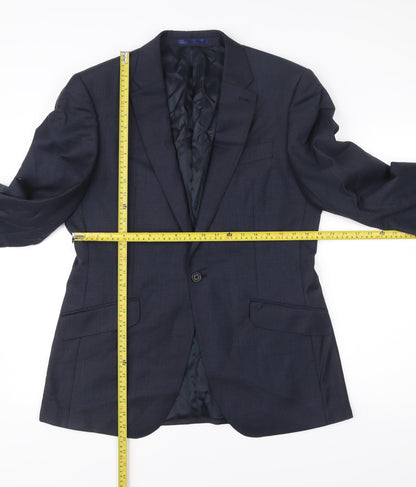 Next Italia Men’s Blue Wool Blazer Jacket Size 40 Regular Classic Fit