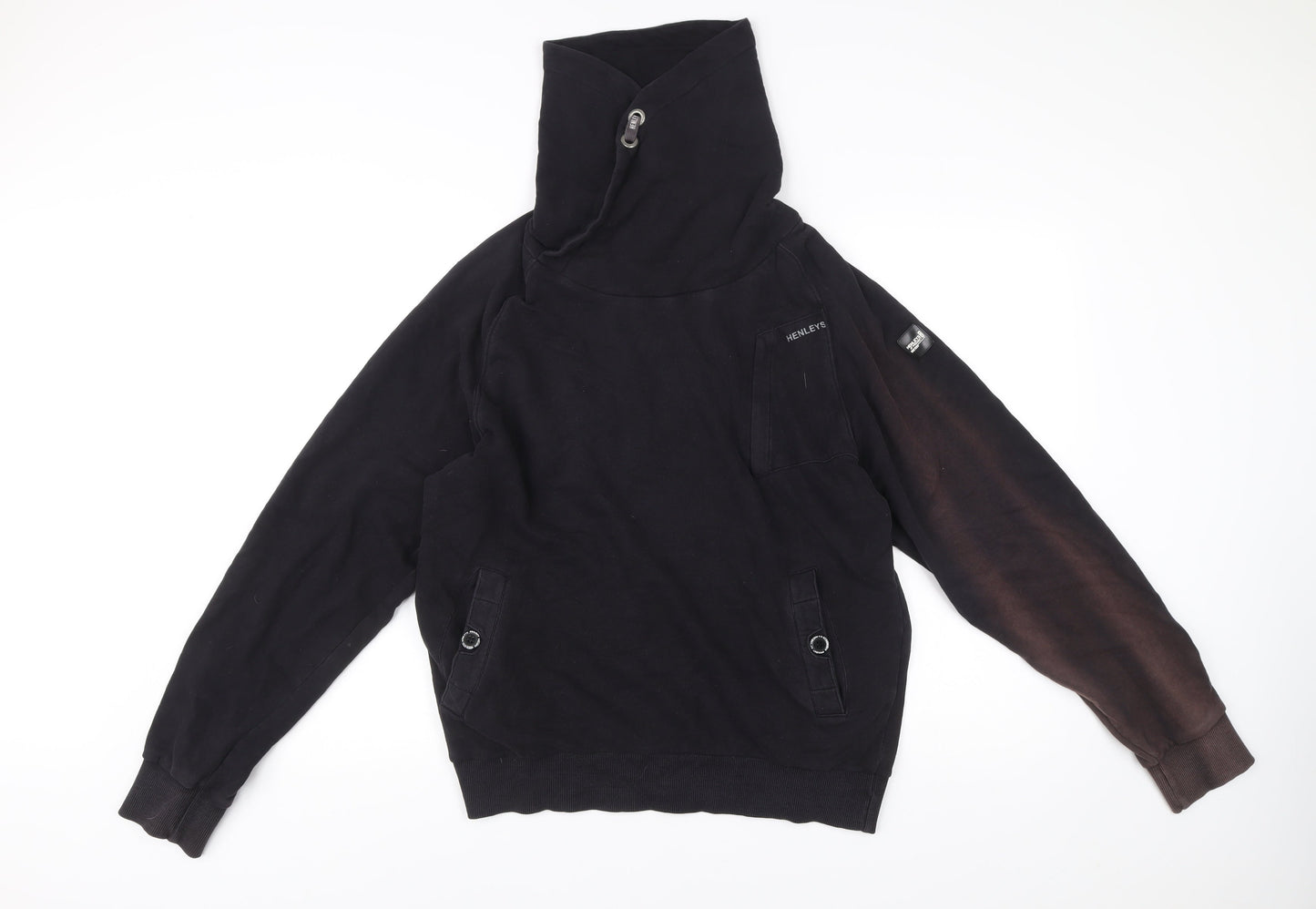 Mens UK Size L Henleys Black Pullover Hoodie