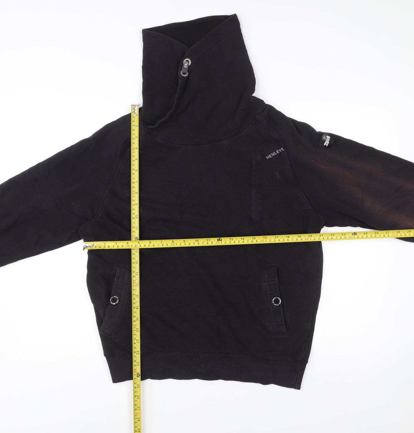 Mens UK Size L Henleys Black Pullover Hoodie