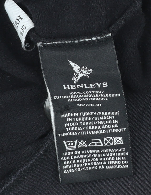 Mens UK Size L Henleys Black Pullover Hoodie