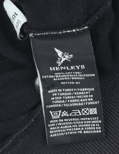 Mens UK Size L Henleys Black Pullover Hoodie