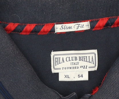 Fila Mens Blue XL Slim Fit Polo Shirt Cotton Stretch