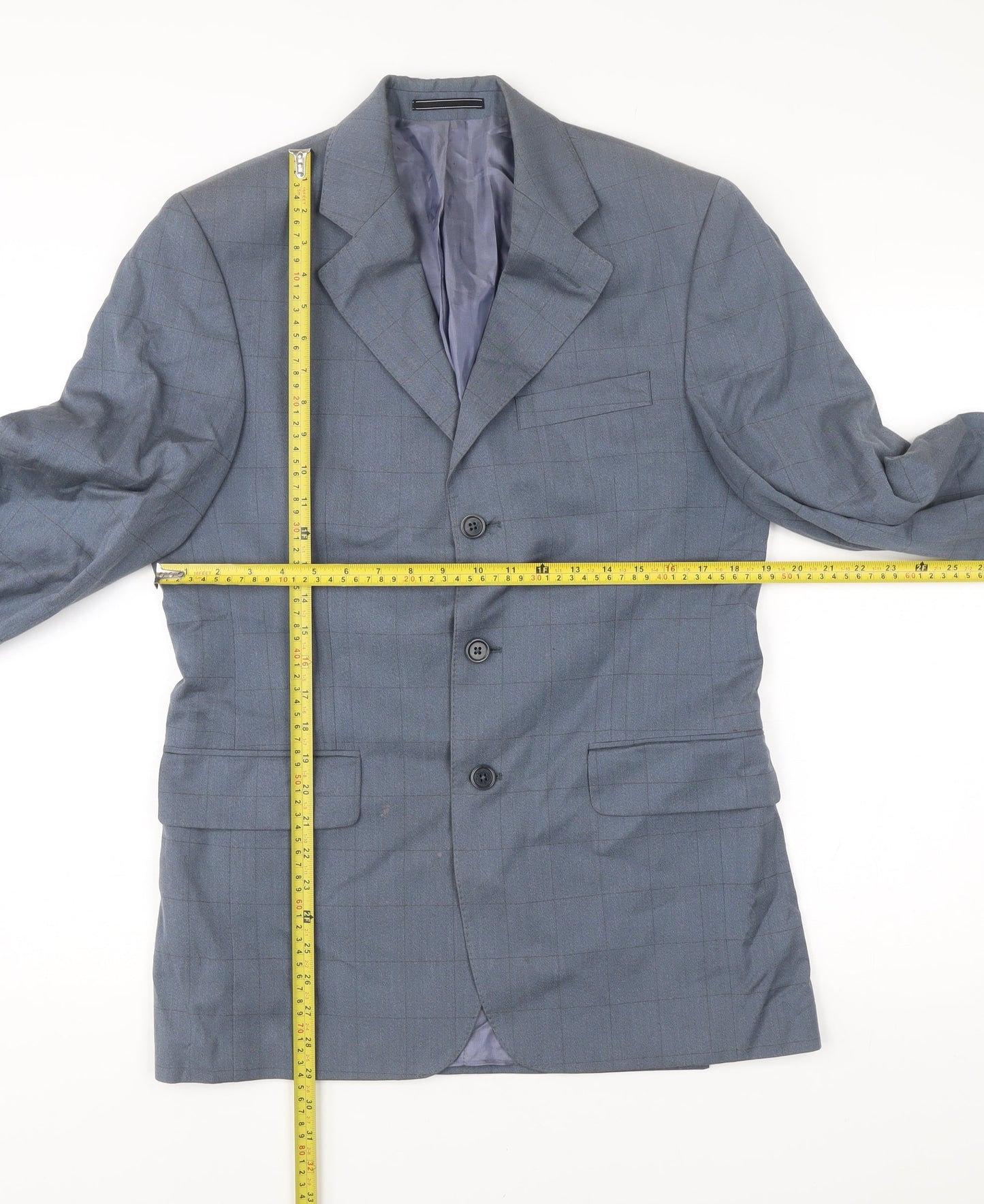 Austin Reed Men Blue 38 Jacket Blazer Check Wool Cotton