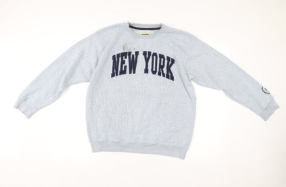 New York Popular Mens Grey Sweatshirt L Crew Neck Pullover Logo