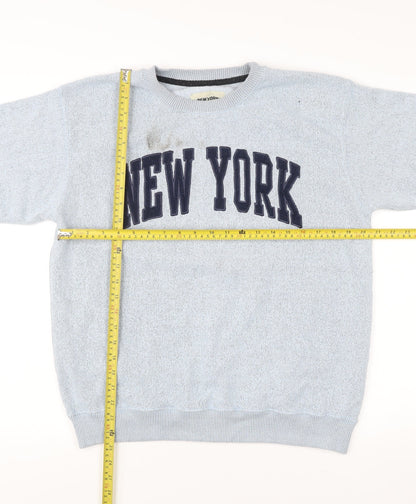 New York Popular Mens Grey Sweatshirt L Crew Neck Pullover Logo