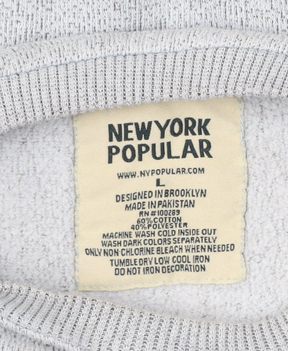 New York Popular Mens Grey Sweatshirt L Crew Neck Pullover Logo