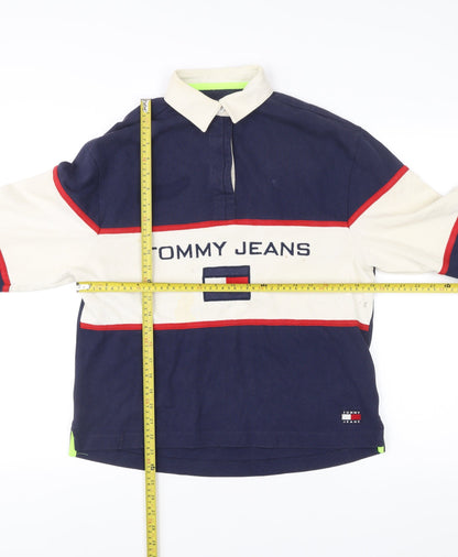 Tommy Jeans Men’s Small Navy White Retro Collared Sweatshirt