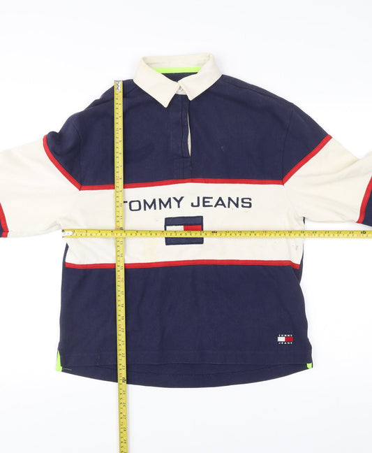 Tommy Jeans Men’s Small Navy White Retro Collared Sweatshirt