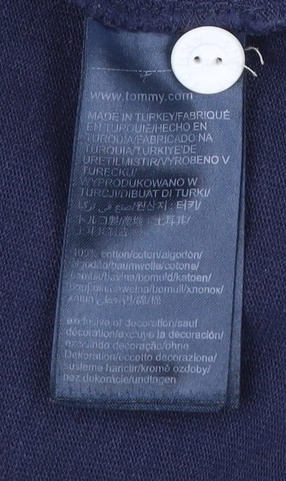 Tommy Jeans Men’s Small Navy White Retro Collared Sweatshirt