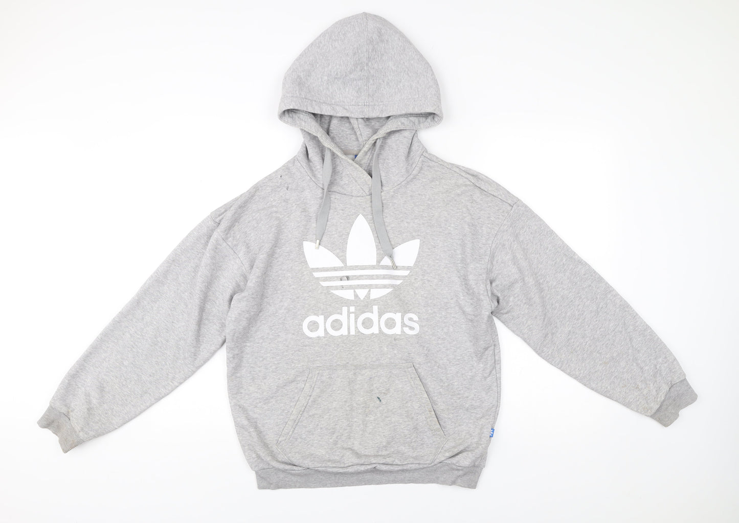 Adidas Womens Grey XS Pullover Hoodie Sweatshirt Logo Raglan