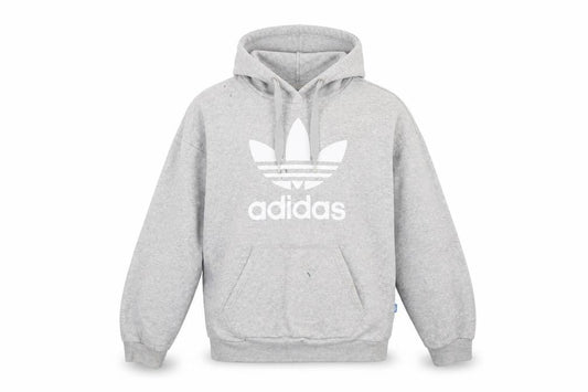 Front view of Adidas women’s grey xs pullover hoodie sweatshirt logo raglan