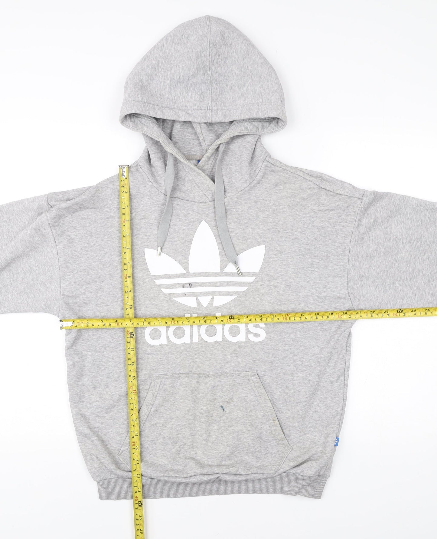 Adidas Womens Grey XS Pullover Hoodie Sweatshirt Logo Raglan